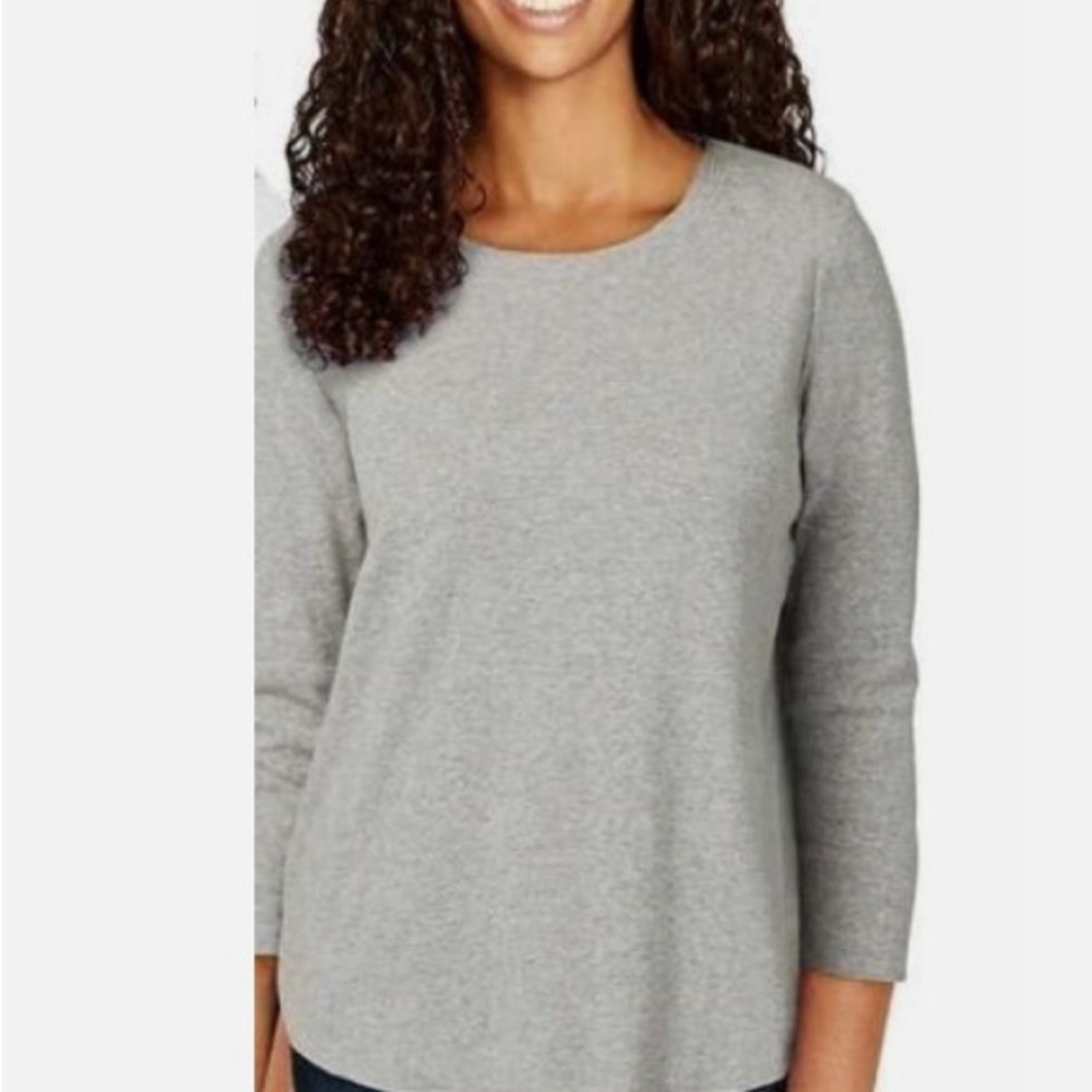 Kirkland signature Gray 3/4 Sleeve cotton tee size xs new with tag